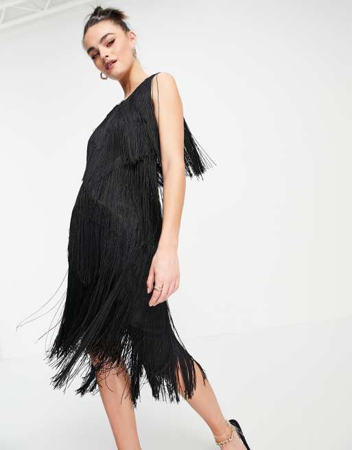 Whistles - Evena - Robe à franges - Noir, 4 de 4
