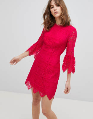 whistles red lace dress