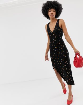 ditsy print midi dress