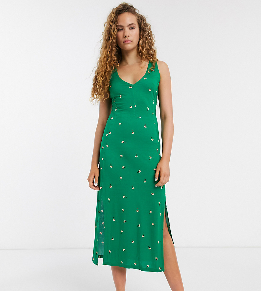Whistles exclusive floral jersey tank midi dress in green floral