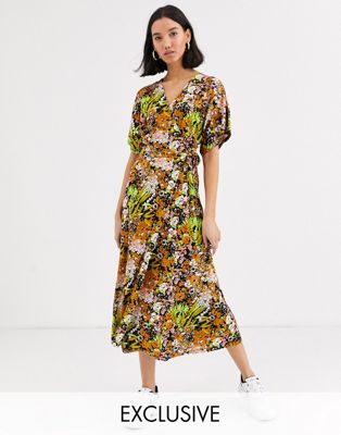Floral Print Wrap Midi Dress Top Sellers, 53% OFF 