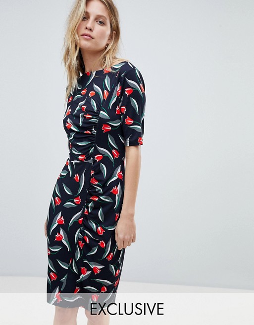 Whistles Exclusive Jersey Bodycon Dress in Tulip Print