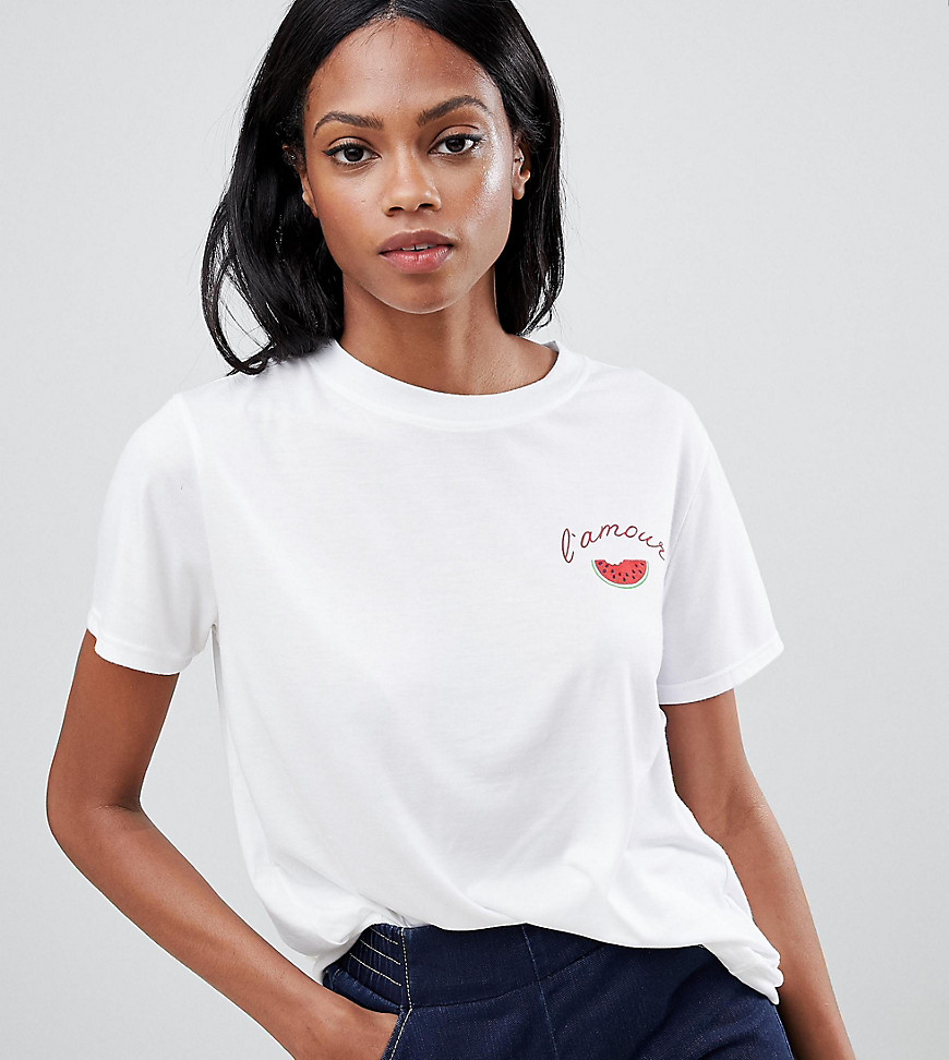Whistles Exclusive L'Amour Embroidered T-Shirt-White