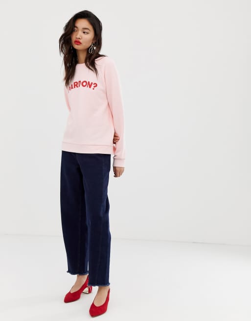 Pink Bonjour Logo Sweatshirt, WHISTLES