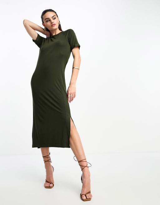 Whistles Exclusive – Sukienka t-shirtowa midaxi z dżerseju w kolorze khaki