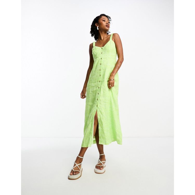 Lime Elenor Square Neck Midi Dress, WHISTLES