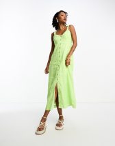 Whistles short sleeve tiered midi T-shirt dress in green