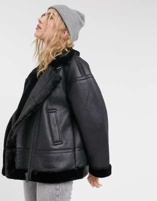 whistles fur biker jacket