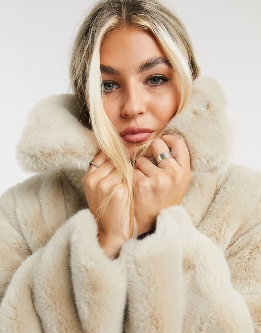 Whistles faux fur cropped coat in ivory