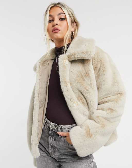 Neutral Short Faux Fur Coat, WHISTLES