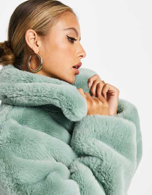 Whistles faux fur jacket with collar in pale blue