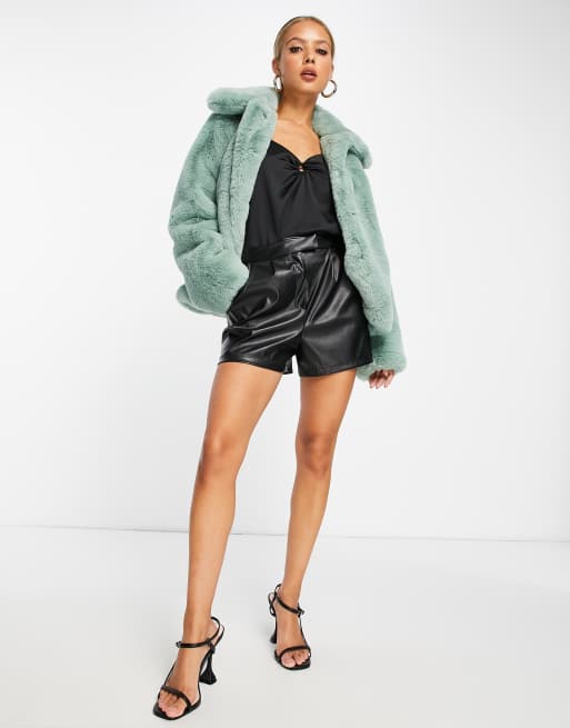 Navy Drew Faux Fur Coat, WHISTLES