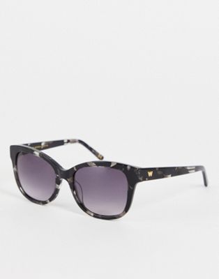 Whistles fine square sunglasses in black tortoiseshell - ASOS Price Checker