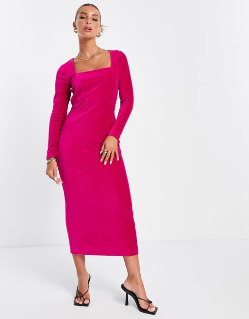 asos pink velvet dress