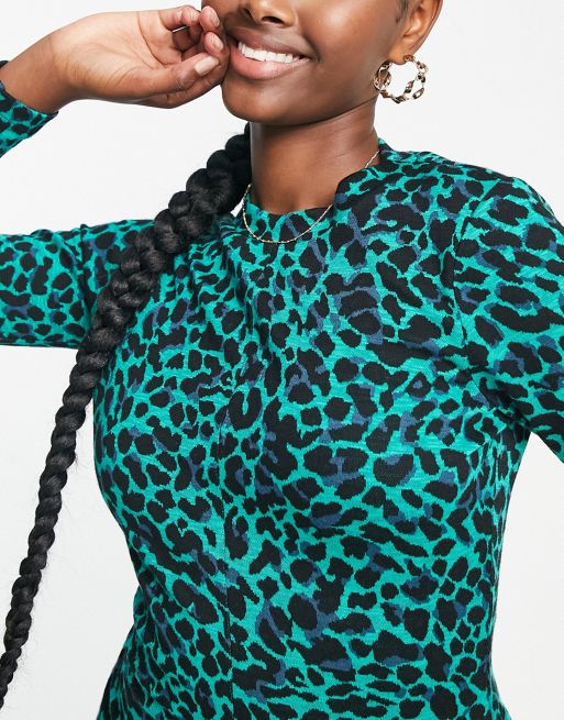 Whistles flippy mini dress in leopard jacquard