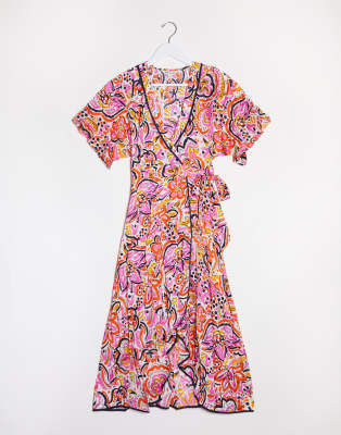 whistles art floral wrap dress