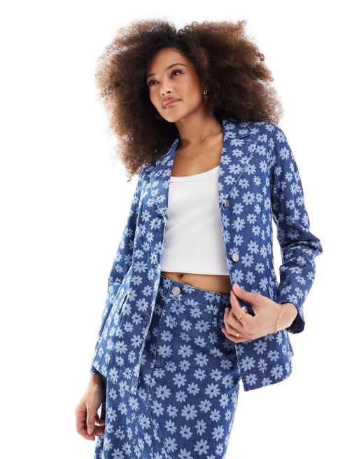 Whistles flower print denim jacket co-ord