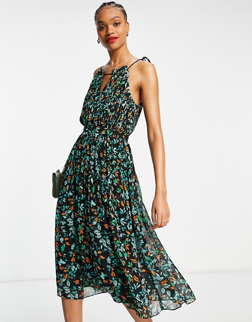 Whistles forest floral halter maxi dress