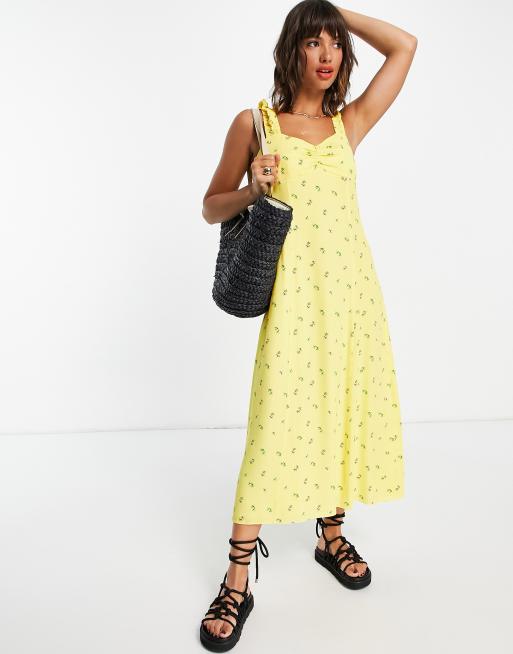 Whistles – Forget Me Not – Gul, småblommig midiklänning ASOS
