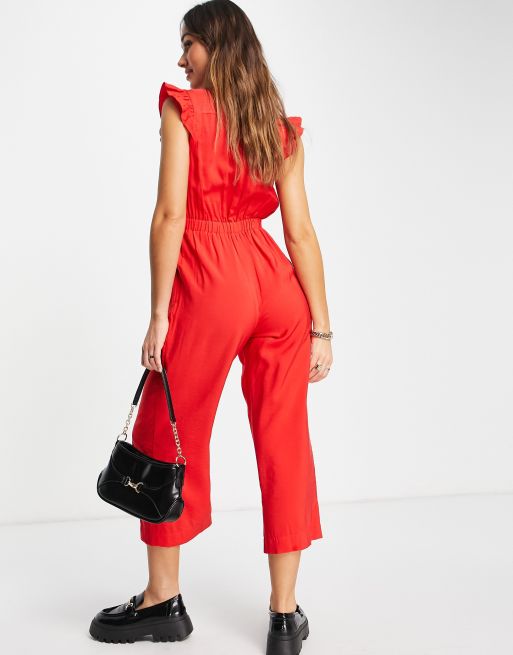 Red sales frill jumpsuit