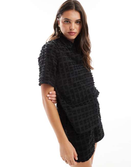 Whistles fringe cotton mix shirt in black (part of a set)