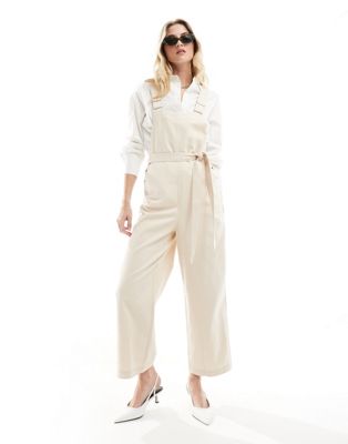 Whistles front tie dungarees in ivory Sale
