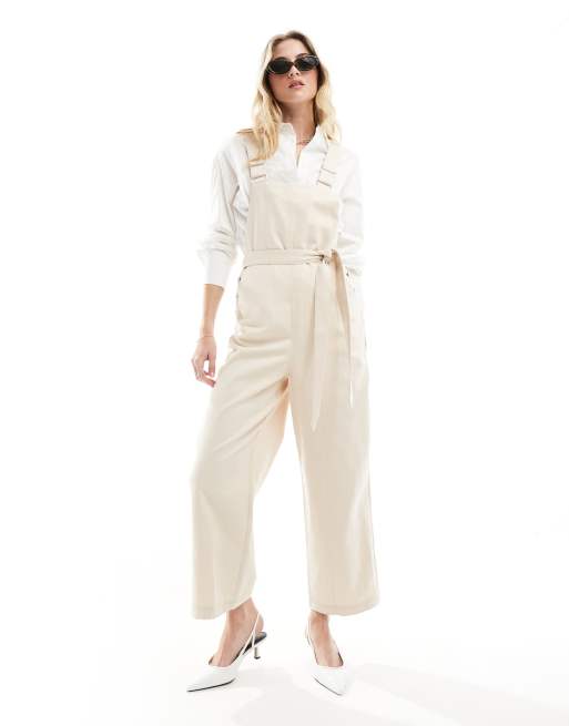 Whistles front tie dungarees in ivory