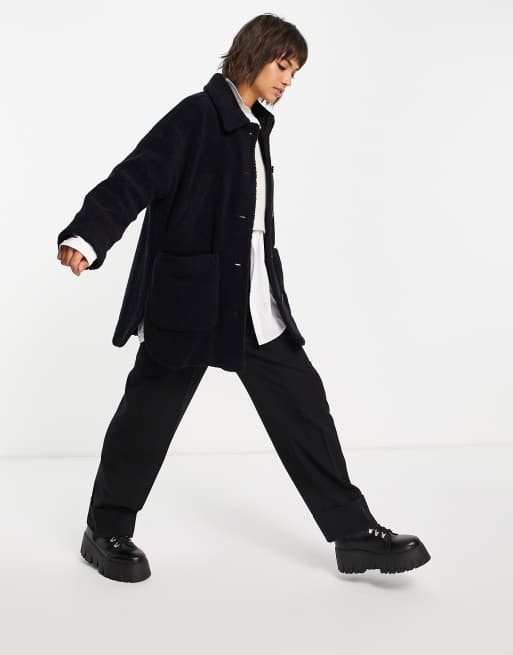 Whistles - Giacca in pile borg blu navy lunghezza media, 2 di 4