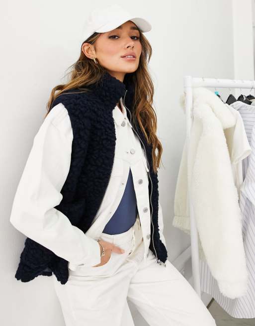 Whistles Gilet aus Teddyfell in Marineblau mit zweifachem