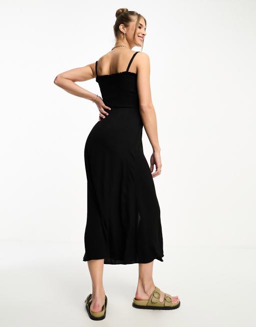 Whistles Gracia Gesmoktes Midikleid in Schwarz ASOS