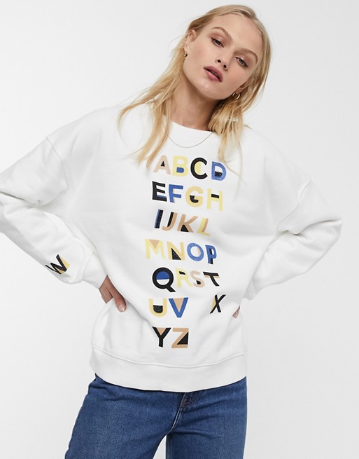 Whistles graphic alphabet sweatshirt
