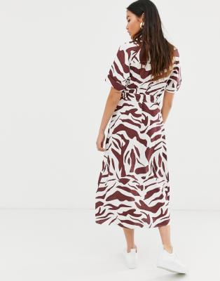 whistles graphic zebra shirt dress