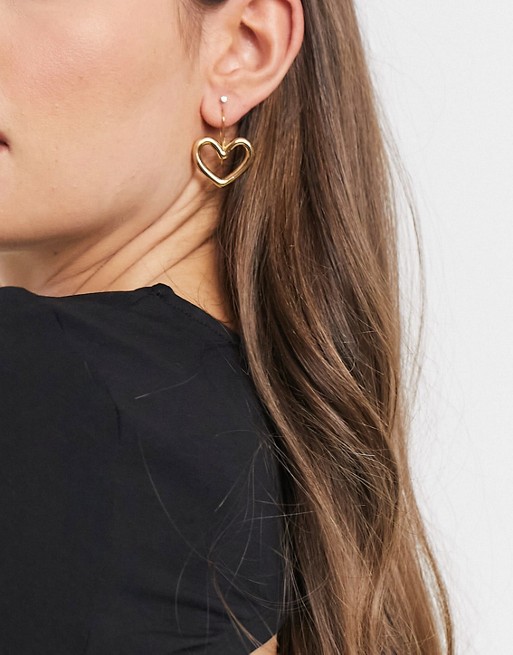 Whistles heart drop earring in gold