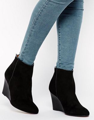 ladies black wedge ankle boots