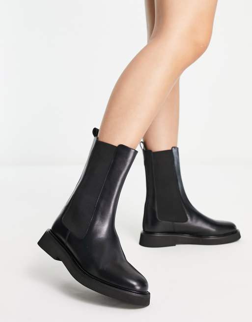 Whistles high leather chelsea boots in black | ASOS