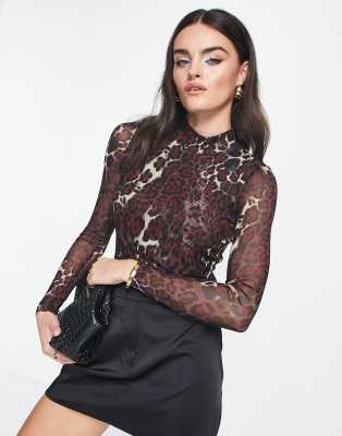 Whistles high neck fitted top in purple animal print - ASOS Price Checker