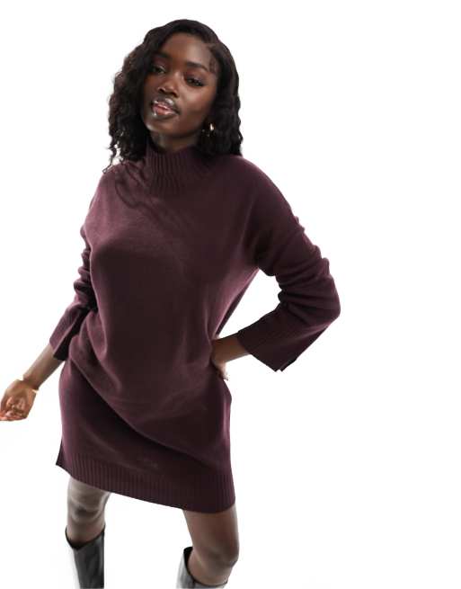 Maroon turtleneck 2025 dress