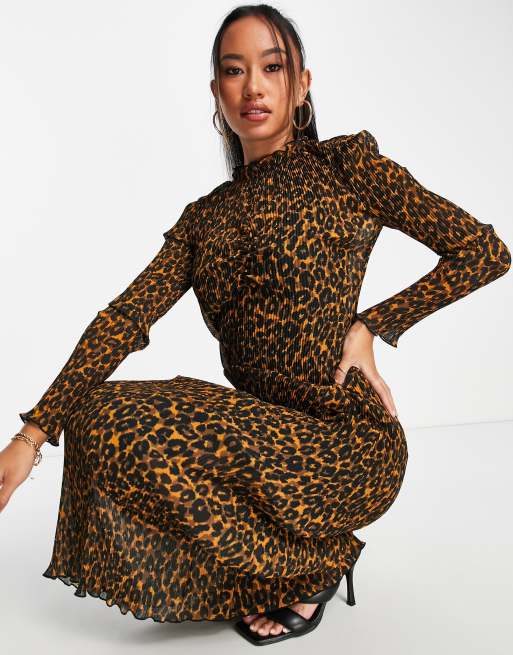 High neck shop animal print dress