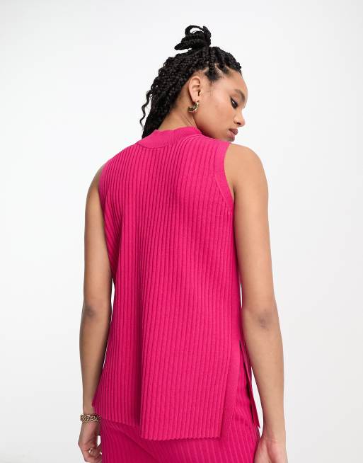 Pink high neck sleeveless cheap top