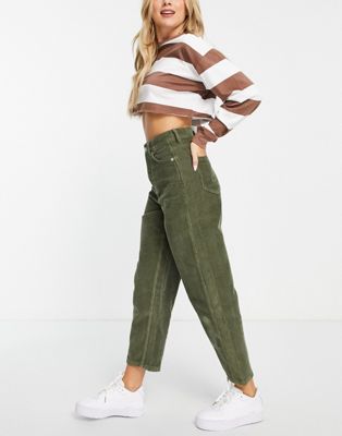 Whistles high waisted straight leg cord trousers in khaki