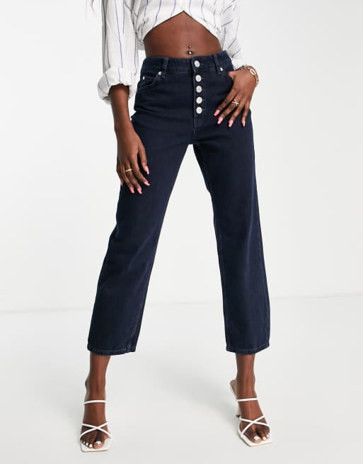Whistles Hollie button front jean in dark blue ASOS