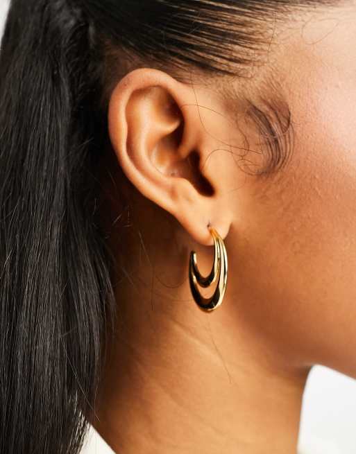 Whistles hoop outline hoop earrings in gold ASOS