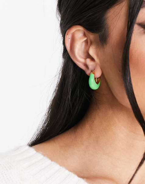 Whistles huggie hoop earrings in bold green - view 1