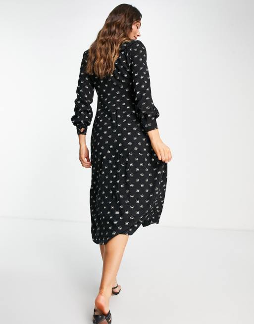 Whistles Izzy horse print large collar dress in black, 2 of 4