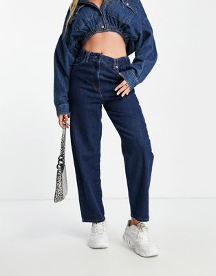 Whistles authentic elastic waist straight jeans in mid blue  - ASOS Price Checker
