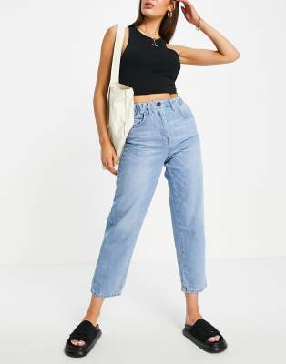 Whistles – Jeans mit geradem Bein und hohem Bund in Hellblau, elastischer Taillenbund