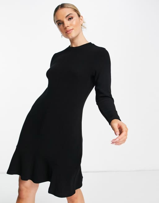 Whistles jersey flippy mini dress in black | ASOS