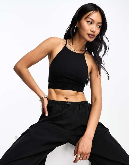 Bolongaro Trevor Sport square neck strappy sports bra in black