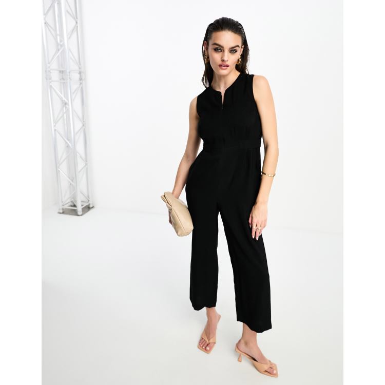 Whistles Josie zip front jumpsuit in black