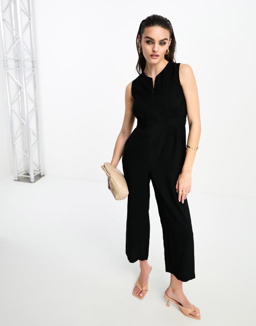 Whistles Josie zip front jumpsuit in black | ASOS